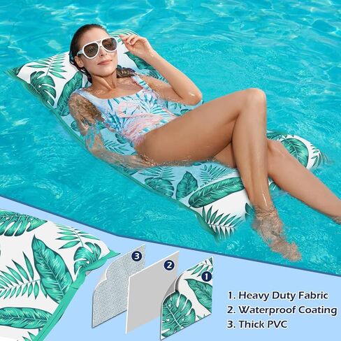 Jasonwell Water Hammock Pool Floats - 2PACK Fabric Inflatable Pool Hammock Float Floaties 4 in 1 (Saddle Lounge Chair Drifter) Lake Beach Floating Loungers Swimming Pool Rafts Toys for Adults in Kuwait