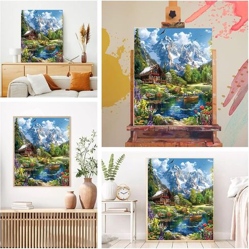 cviokrdu 4 Pack Framed Paint by Numbers Kit for Adults, Fruit Paint by Number for Beginners, DIY Easy Acrylic Oil Painting Kits on Canvas for Home Wall Decor (8x8inch) in Saudi Arabia