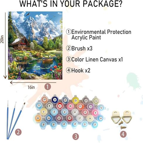 cviokrdu 4 Pack Framed Paint by Numbers Kit for Adults, Fruit Paint by Number for Beginners, DIY Easy Acrylic Oil Painting Kits on Canvas for Home Wall Decor (8x8inch) in Saudi Arabia