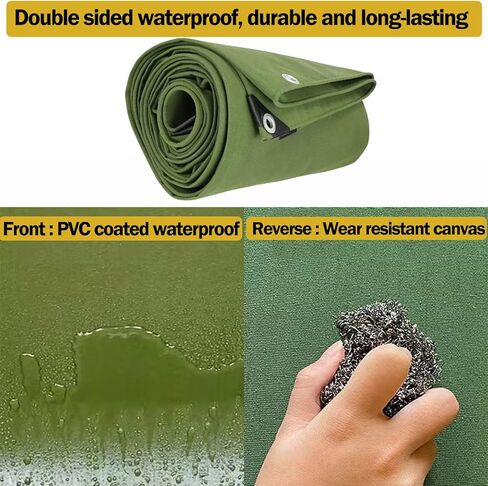 Canvas Tarp, Canvas Tarps Heavy Duty Waterproof, for Outdoors, Truck, Water Resistant, UV Resistant Tarpaulin Cover for Car Boat Camping Firewood Woodpile,Green (4.5 x 6 Feet) in Saudi Arabia