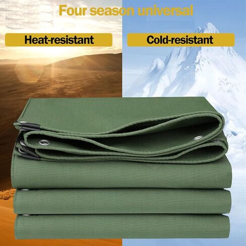 Canvas Tarp, Canvas Tarps Heavy Duty Waterproof, for Outdoors, Truck, Water Resistant, UV Resistant Tarpaulin Cover for Car Boat Camping Firewood Woodpile,Green (4.5 x 6 Feet) in Saudi Arabia