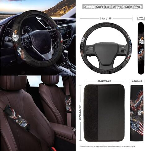 BAT PRINT 15pcs مقعد السيارة أغطية مقعد عالية الدلو وضعت أغطية مقعد عالية الظهر مع منصات حزام الأمان من عجلة القيادة داخل مرآة المرآة الخلفية منظم تنفيس الهواء ، الأرجواني in Kuwait