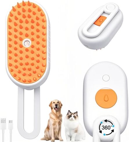 فرشاة Cloud Care Cat مع البخار-فرشاة شعر الحيوانات الأليفة ذاتية التهوية ذاتية للتسلق ، 360 ذراع دوارة ، رأس خشور سيليكون قابل للفصل (Orange) in Kuwait