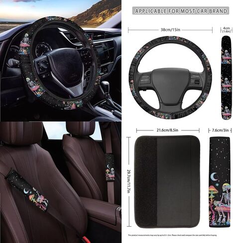 Bat Print 15Pcs Car Seat Covers Full Set High Back Bucket Seat Covers with Steering Wheel Cover Safety Belt Pads Inside Rearview Mirror Cover Car Air Vent Organizer, Purple in Saudi Arabia