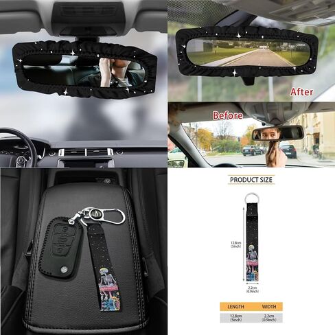 Bat Print 15Pcs Car Seat Covers Full Set High Back Bucket Seat Covers with Steering Wheel Cover Safety Belt Pads Inside Rearview Mirror Cover Car Air Vent Organizer, Purple in Saudi Arabia