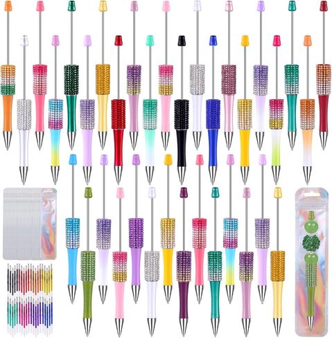150 Pcs DIY Beadable Pen Kit Multicolor Bulk Ballpoint DIY Crafting Pens with 8 Colors Refills & Bags for Students Teens Teachers School Office Accessories Supplies in Saudi Arabia