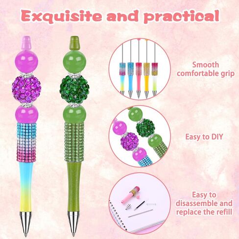 150 Pcs DIY Beadable Pen Kit Multicolor Bulk Ballpoint DIY Crafting Pens with 8 Colors Refills & Bags for Students Teens Teachers School Office Accessories Supplies in Saudi Arabia