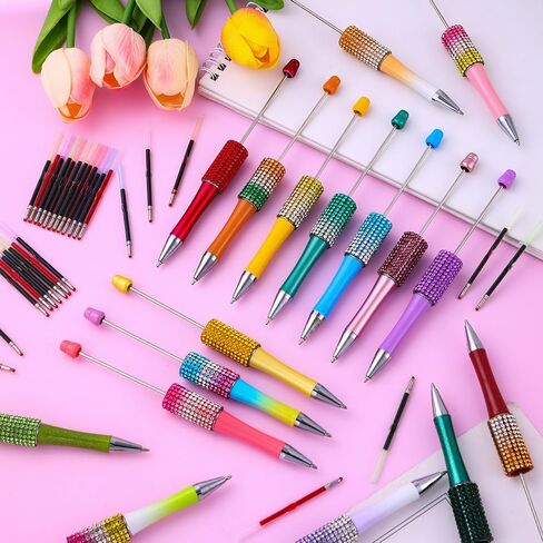 150 Pcs DIY Beadable Pen Kit Multicolor Bulk Ballpoint DIY Crafting Pens with 8 Colors Refills & Bags for Students Teens Teachers School Office Accessories Supplies in Saudi Arabia