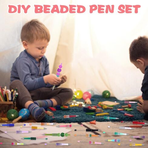 150 Pcs DIY Beadable Pen Kit Multicolor Bulk Ballpoint DIY Crafting Pens with 8 Colors Refills & Bags for Students Teens Teachers School Office Accessories Supplies in Saudi Arabia