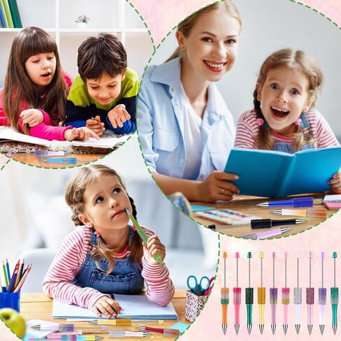 150 Pcs DIY Beadable Pen Kit Multicolor Bulk Ballpoint DIY Crafting Pens with 8 Colors Refills & Bags for Students Teens Teachers School Office Accessories Supplies in Saudi Arabia