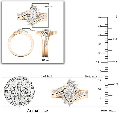 Dazzlingrock Collection 0.95 ctw Marquise & Round Diamond Wedding Ring Matching Band Set for Women (Color I-J, Clarity I1-I3) in Solid Gold in Saudi Arabia