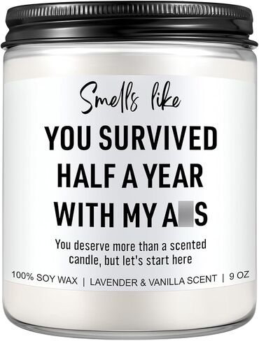 6 Month Anniversary Candle for Boyfriend, Girlfriend - 6 Months Wedding Anniversary, Gifts for Him, Her - Half a Year Anniversary Present Ideas for Men, Women in Saudi Arabia