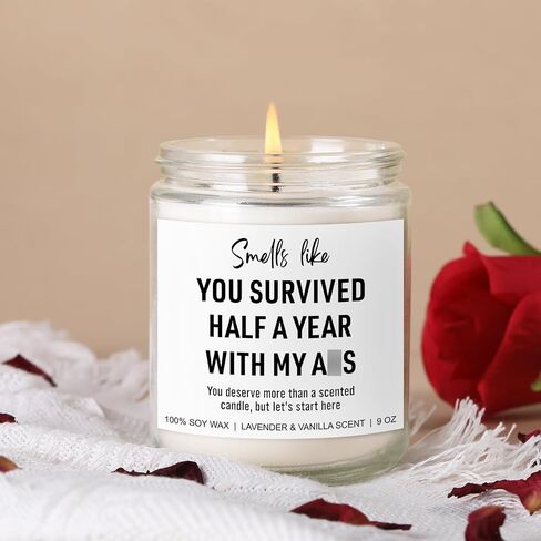 6 Month Anniversary Candle for Boyfriend, Girlfriend - 6 Months Wedding Anniversary, Gifts for Him, Her - Half a Year Anniversary Present Ideas for Men, Women in Saudi Arabia