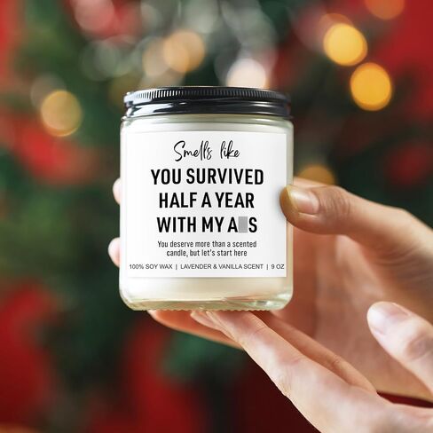 6 Month Anniversary Candle for Boyfriend, Girlfriend - 6 Months Wedding Anniversary, Gifts for Him, Her - Half a Year Anniversary Present Ideas for Men, Women in Saudi Arabia
