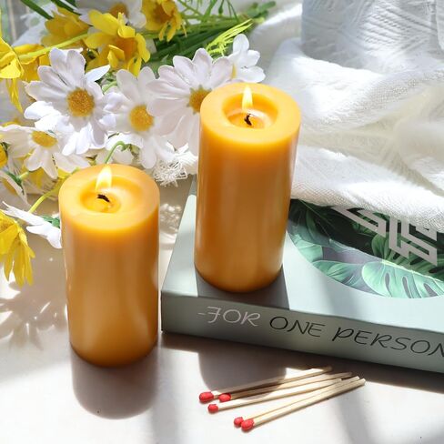 3 Pack Beeswax Pillar Candles, 2x4 inches Unscented Candles, 110 Hours Long Burning Smokeless & Dripless Pillar Candle for Home in Saudi Arabia