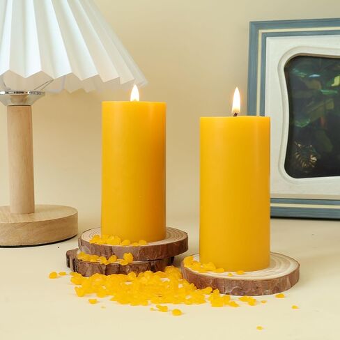 3 Pack Beeswax Pillar Candles, 2x4 inches Unscented Candles, 110 Hours Long Burning Smokeless & Dripless Pillar Candle for Home in Saudi Arabia