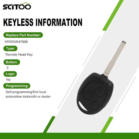 SCITOO 1 X Remote Head Key for Ford for Fiesta 2011-2017 KR55WK47899 in Saudi Arabia