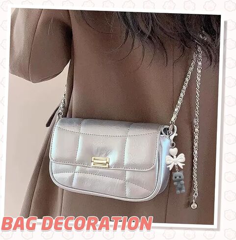 Cute Cat Keychain, Kawaii Kitty Cat Bag Charm with Heart Bow Pendant, Keychain for Cat Lovers, Cute Gifts for Women and Girls, Y2K Style Cat Keychain for Keys, Bags, and More(Gray) in Kuwait