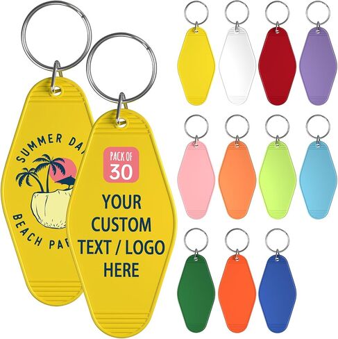 30 Custom Motel Hotel Keychains, Personalized Plastic Vintage Motel Key Chains with Your Photo/Text, Key Tag in Kuwait