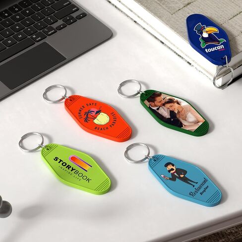 30 Custom Motel Hotel Keychains, Personalized Plastic Vintage Motel Key Chains with Your Photo/Text, Key Tag in Kuwait