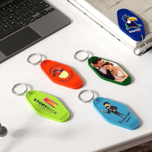 30 Custom Motel Hotel Keychains, Personalized Plastic Vintage Motel Key Chains with Your Photo/Text, Key Tag in Kuwait