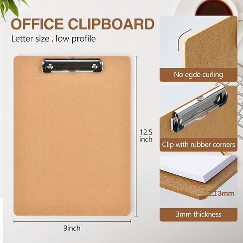 Happyhapi Clipboards 6 Pack 9" x 12.5" Clipboards Bulk, Wooden Hardboard Clipboards with Low Profile Clip, Clip Boards Pack for A4 Sheet(8.5x11'') Office Home Classroom in Saudi Arabia