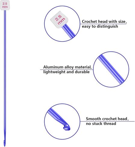 HEALEAYAR 5mm Tunisian Crochet Hooks Bulk, 27cm Extra Long Crochet Needles Aluminum Afghan Knitting Needles Tools for Beginners and Skills Class, Pack of 4 in Kuwait