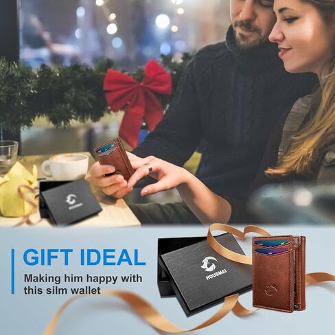محفظة من الجلد الثلاثي للرجال ، مع نافذة ID Cash Pocket 2 14-16 بطاقات الإغلاق المغناطيسي Slim Wallet 4.0 "*3.1" in Kuwait