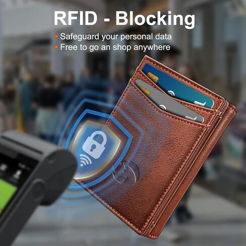 محفظة من الجلد الثلاثي للرجال ، مع نافذة ID Cash Pocket 2 14-16 بطاقات الإغلاق المغناطيسي Slim Wallet 4.0 "*3.1" in Kuwait