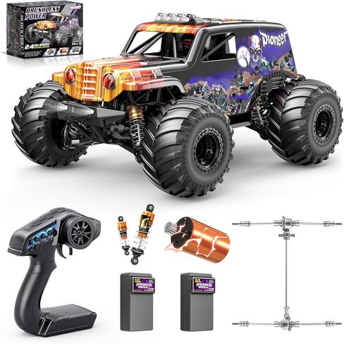 1/14 Brushless RC Cars for Adults, Max 42mph Oil Shock Absorber Electric 4WD High-Speed RC Car, Remote Control car for Adults RC Truck with Two 2S Lipo Batteries, Compatible with 3S Lipo in Kuwait