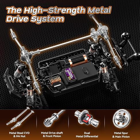 1/14 Brushless RC Cars for Adults, Max 42mph Oil Shock Absorber Electric 4WD High-Speed RC Car, Remote Control car for Adults RC Truck with Two 2S Lipo Batteries, Compatible with 3S Lipo in Kuwait