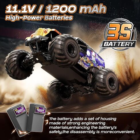 1/14 Brushless RC Cars for Adults, Max 42mph Oil Shock Absorber Electric 4WD High-Speed RC Car, Remote Control car for Adults RC Truck with Two 2S Lipo Batteries, Compatible with 3S Lipo in Kuwait