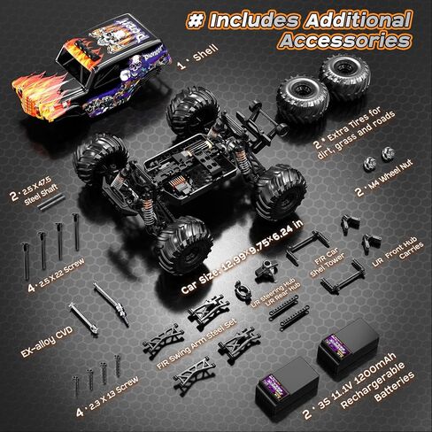1/14 Brushless RC Cars for Adults, Max 42mph Oil Shock Absorber Electric 4WD High-Speed RC Car, Remote Control car for Adults RC Truck with Two 2S Lipo Batteries, Compatible with 3S Lipo in Kuwait