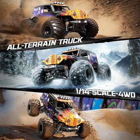 1/14 Brushless RC Cars for Adults, Max 42mph Oil Shock Absorber Electric 4WD High-Speed RC Car, Remote Control car for Adults RC Truck with Two 2S Lipo Batteries, Compatible with 3S Lipo in Kuwait