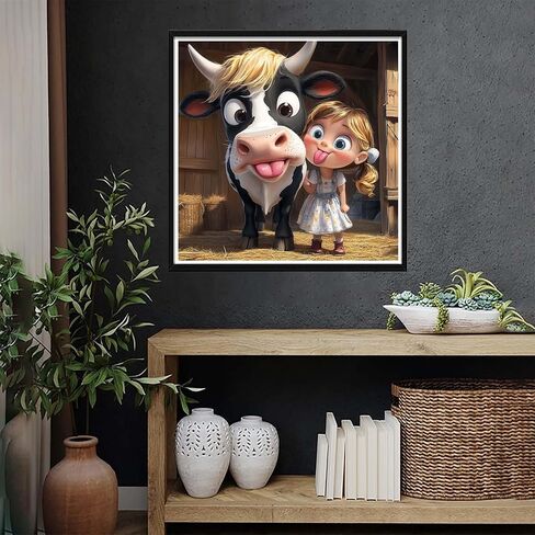 VAIIEYO 5D DIY Diamond Art Kits for Adults Cow, Diamond Painting Animal, Paint by Numbers Full Drill Round Rhinestone Craft Canvas for Home Wall Decor Gift 12x16 inch-36 in Kuwait