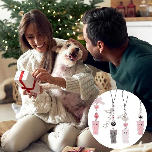 6pcs Cat Cat Phone Charms Fuzzy Kitty Cat keychain tote keyring لمفاتيح السيارة حقائب اليد على الظهر هدايا سلسلة الهاتف المحمول قلادة in Saudi Arabia