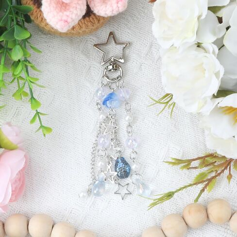 Y2K Jellyfish Keychains, Star Keychain, Cute Kpop Keycharms, Retro Beaded Bag Charms in Saudi Arabia