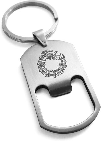 Stainless Steel Aztec Ouroboros Serpent Rune Bottle Opener Dog Tag Keychain Keyring in Saudi Arabia