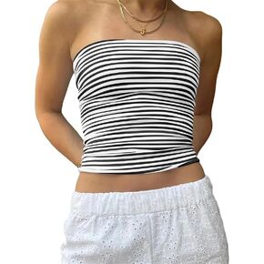 Tube Top Out Out Brandless Broc Tops Bandeau Bandeau مخططة Y2K ملابس صيفية لطيفة للنساء في سن المراهقة الفتيات 2025 in Kuwait