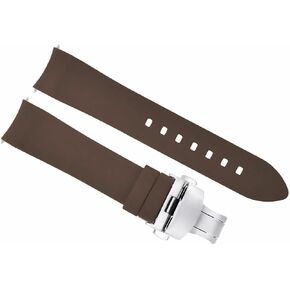Ewatchparts Curved End Silicone Rubber Strap 18mm19mm 20mm 21mm 22mm 24mm Compatible with Omega Seamaster Black with Silver in Saudi Arabia
