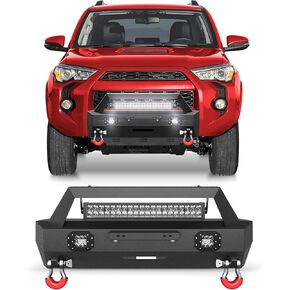 4Runner Stubby Front Pumper لـ Toyota 5th Gen 4Runner 2010-2023 (استبعاد 2010-2013 SR5) ، مصد شاحنة بيك آب مع صفيحة وينش ، صفيحة متزلج ، مصابيح LED و D حلقات D ، مصد الأسود الأسود على الطرق الوعرة in Kuwait