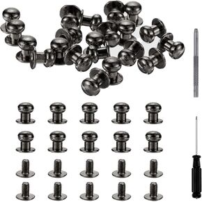 HARFINGTON 30 مجموعات مستديرة أزرار زر المسمار برغي 8 مم من مسامير جلدية مع براغي جوفاء لكمة لإصلاح وتزيين أكياس أحذية الملابس DIY ، أسود in Kuwait