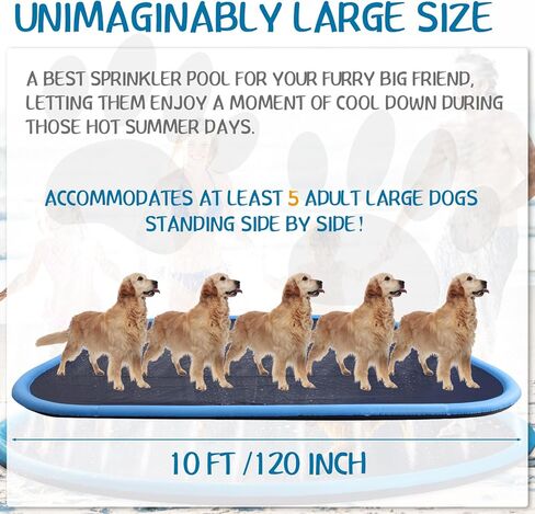 Lewtemi 10 ft Extra Large Non-Slip Splash Pad 120" for Adult Kids and Dog, Giant Thicken Sprinkler Pool Summer Outdoor Toys Fun Backyard Fountain Play Mat for Family Pet Dog(Vibrant Style) in Kuwait