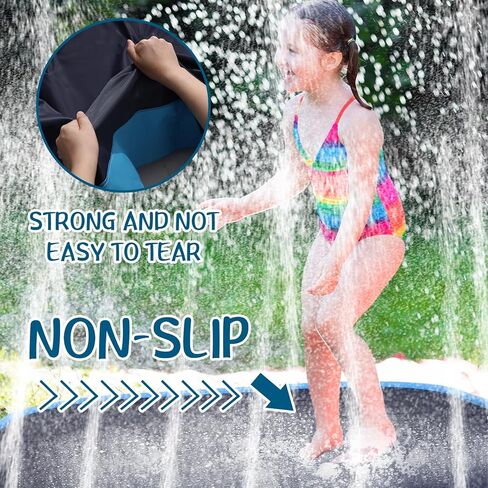 Lewtemi 10 ft Extra Large Non-Slip Splash Pad 120" for Adult Kids and Dog, Giant Thicken Sprinkler Pool Summer Outdoor Toys Fun Backyard Fountain Play Mat for Family Pet Dog(Vibrant Style) in Kuwait