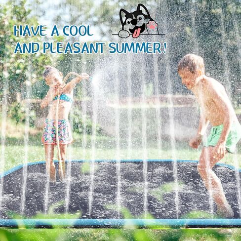 Lewtemi 10 ft Extra Large Non-Slip Splash Pad 120" for Adult Kids and Dog, Giant Thicken Sprinkler Pool Summer Outdoor Toys Fun Backyard Fountain Play Mat for Family Pet Dog(Vibrant Style) in Kuwait