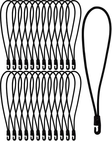 Small Bungee Cords with Hooks 10 Inch - 25 Pcs Short Bungee Cords with Hooks, Adjustable Heavy Duty Tarp Straps Outdoor for Tarp, Canopy, Camping, Tent Poles (Black) in Saudi Arabia