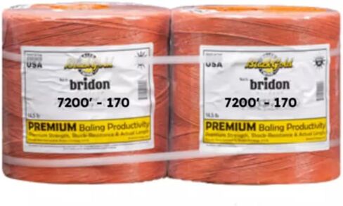 Bridon Black Gold Orange Hay Baling Twine, 170 Pound Knot Strength and 7,200 Foot Length, 2 3,600 Foot Spools, Crop Baling, Christmas Tree wrap in Saudi Arabia