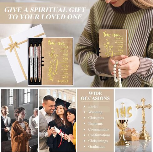 5 Pcs Mother's Day Gifts for Church Christian Religious Gifts for Women Men A6 Bible Leather Notebook 3 Verse Pens with Box Prayer Journal Bible Study Supplies(Purple) in Kuwait