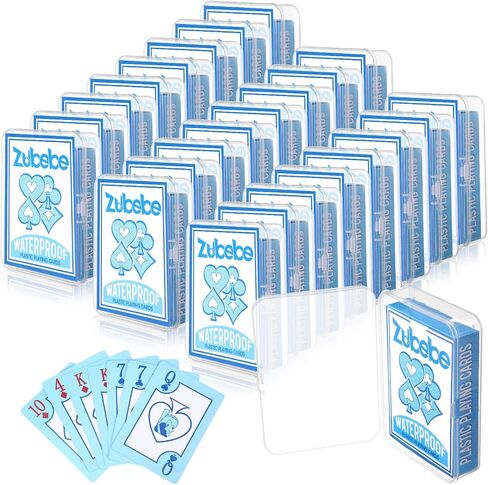 Zubebe 12 Decks Waterproof Plastic Playing Cards Bulk for Beach Pool Party, Standard Poker with Plastic Storage Box for Pool Beach Water Party Camping Supplies Table Games in Kuwait