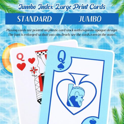 Zubebe 12 Decks Waterproof Plastic Playing Cards Bulk for Beach Pool Party, Standard Poker with Plastic Storage Box for Pool Beach Water Party Camping Supplies Table Games in Kuwait